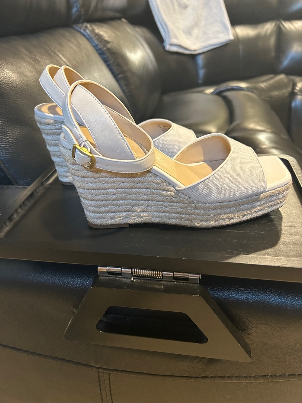 Coach Cream Espadrille Wedge Sandals with Ankle Strap - Picture 5 of 9